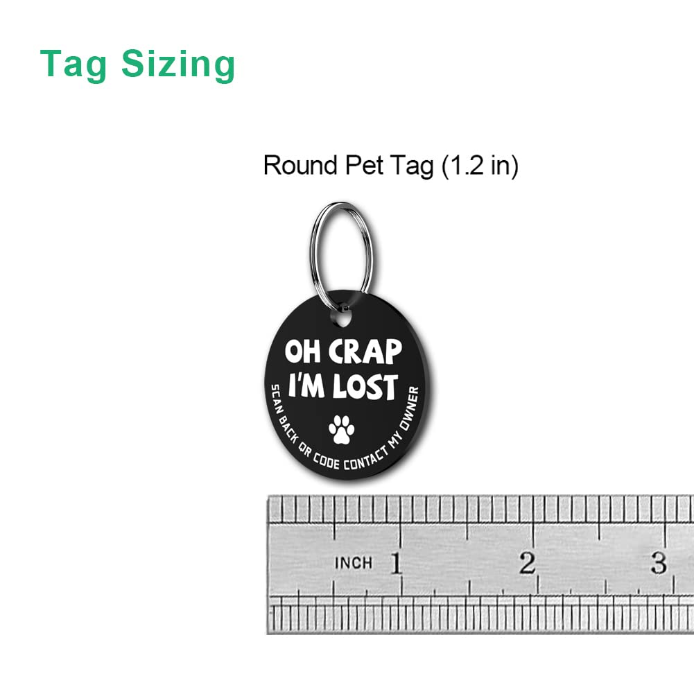 Myluckytag Stainless Steel Qr Code Pet Id Tags Dog Tags - Pet Online Profile - Scan Qr Receive Instant Pet Location Alert Email