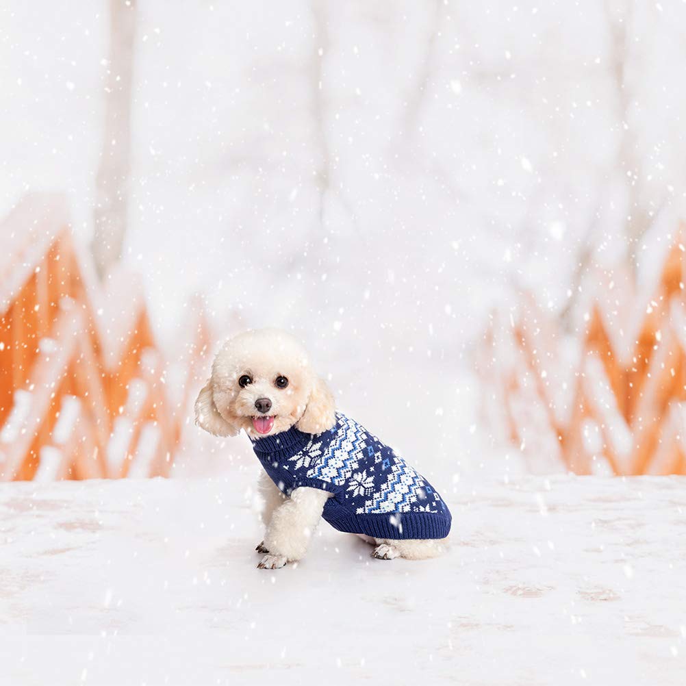 Kooltail Cable Knit Dog Sweater Turtleneck, Cold Weather Pullover Classic Knitwear, Snowflake Pattern Thick Warm Winter Pet Clothes, Dog Christmas Sweater For Small Medium Large Dogs Cats, Navy Blue S