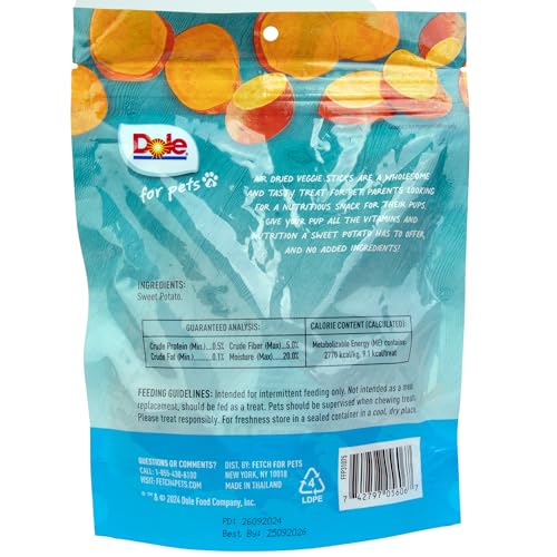 Dole for Pets Air Dried Sweet Potato Dog Treats, 6oz |Made with Real Sweet Potato, Single Ingredient, Limited Ingredient Dog Tre