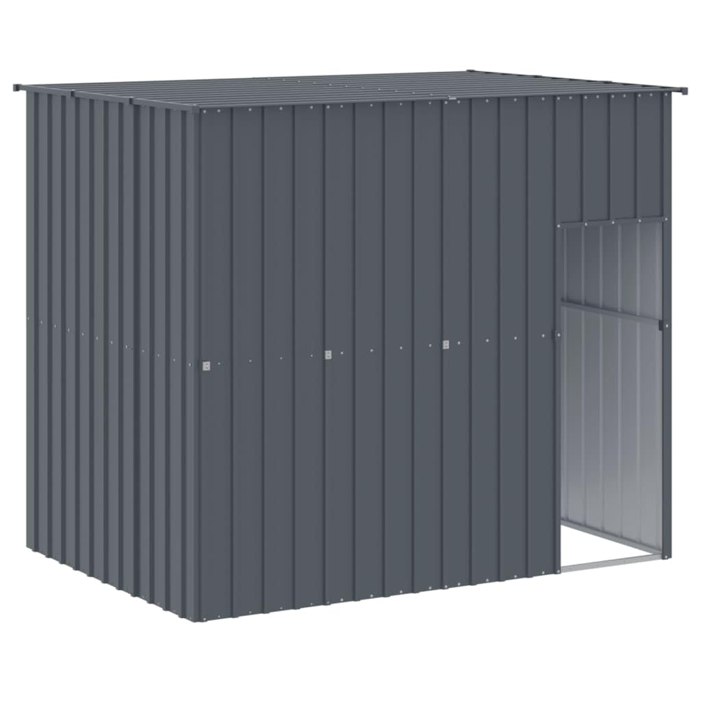 vidaXL Dog House with Run Anthracite 84.3x340.6x71.3 Galvanized Steel