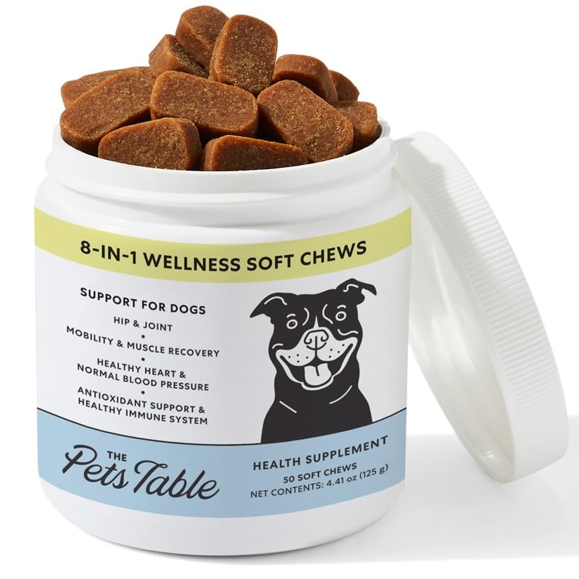 The Pets Table 8-in-1 Soft Chews Chicken Flavored All in One Supplement for Dogs - Dog Multivitamin Supports Mobility, Gut & Hea