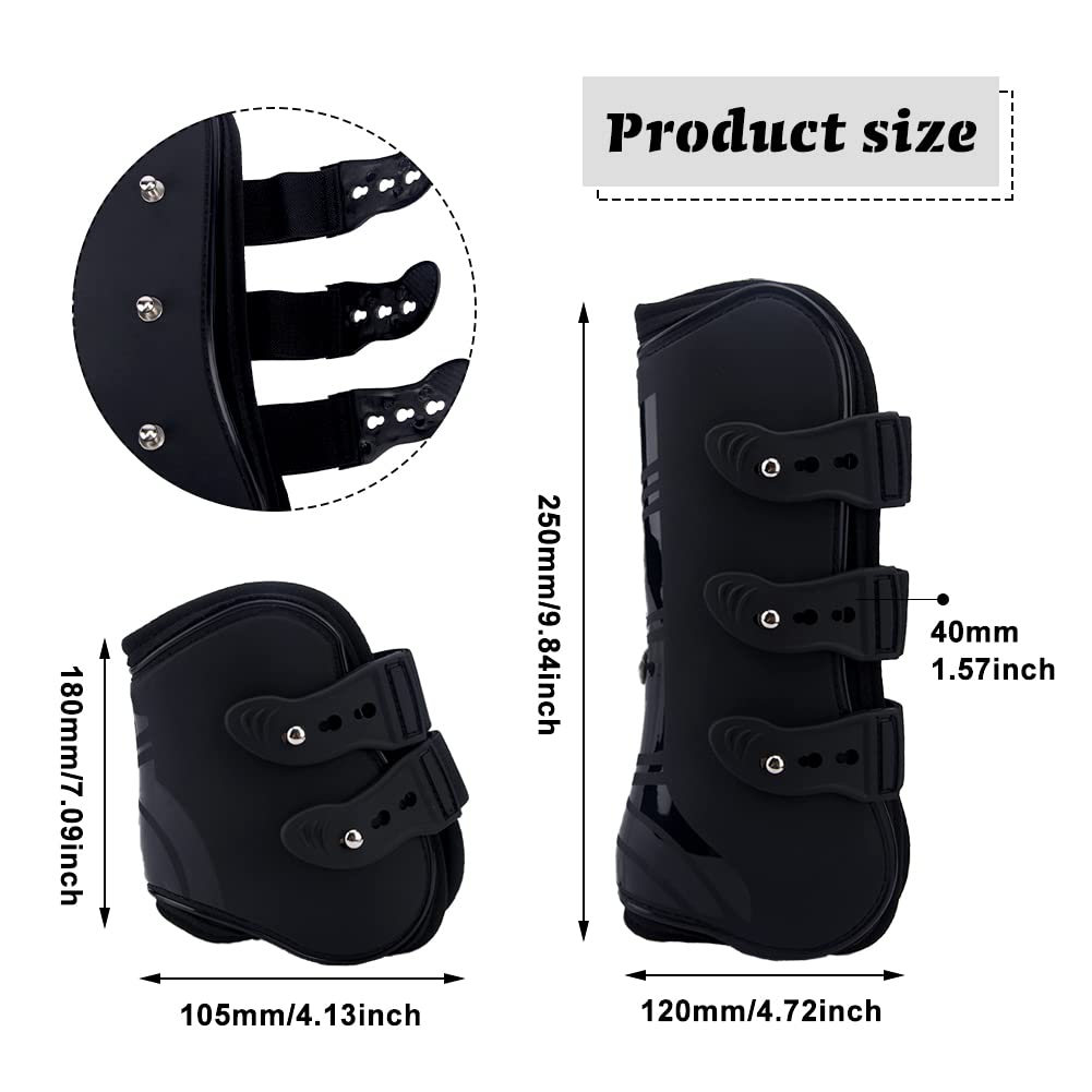 MAYiT Horse Tendon Boots (4 pcs - Front & Hind), PU Shell Tendon Fetlock Brace Guard Boots for Riding Shock Absorbing Jumping Co