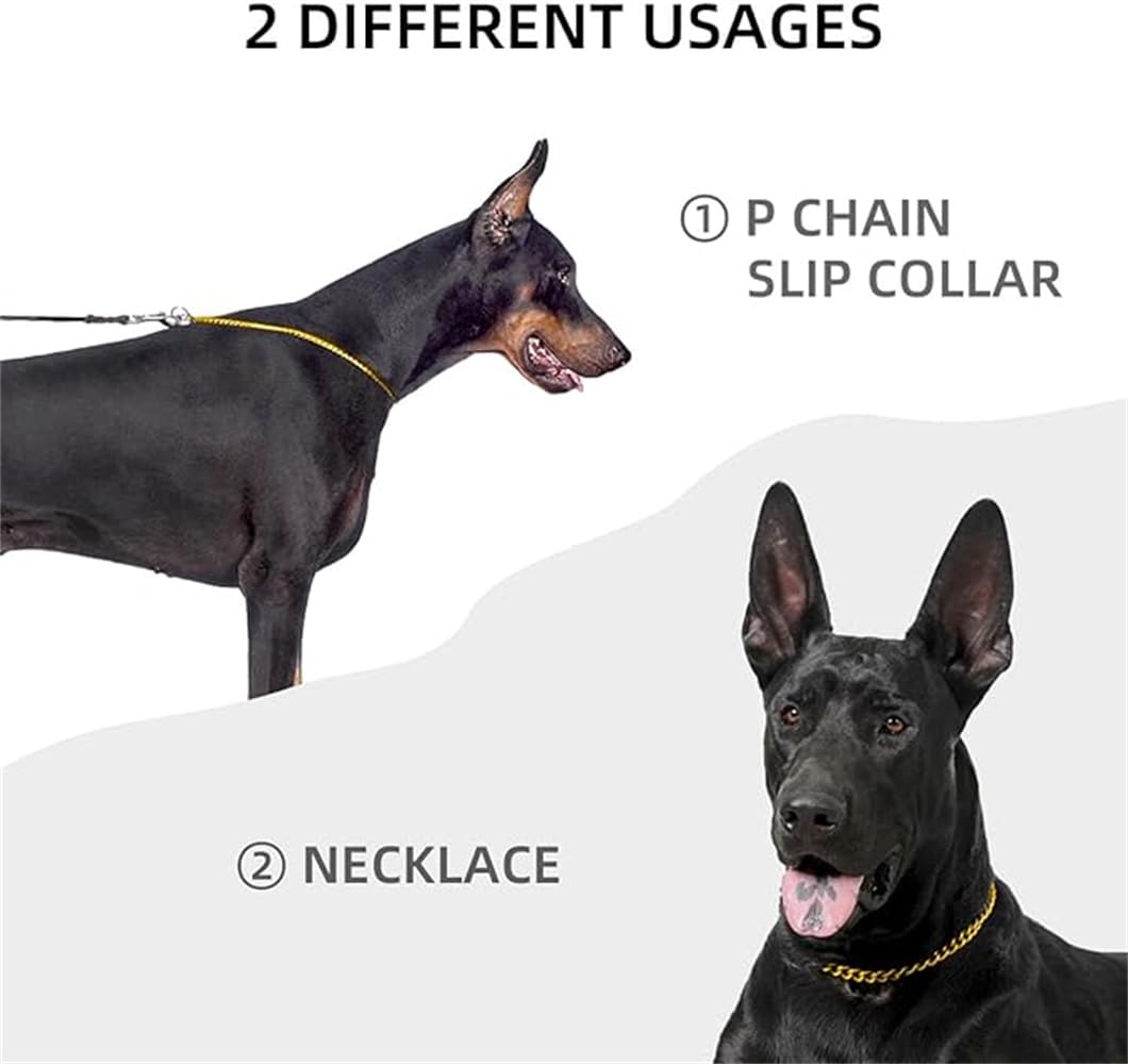 Gold Chain Collar For Dogs,Metal Slip Link Martingale Dog Collar Training Heavy Duty Male Boys Dog Chain Female Girls Puppy Coll