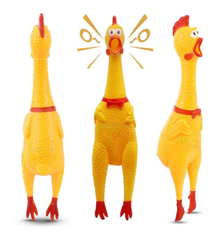 KittuPet Squawking Chicken Rubber Squeeze Dog Toys with Soud I BPA Free I Chemical Free I Squeaky and Screaming Chicken Toy for 