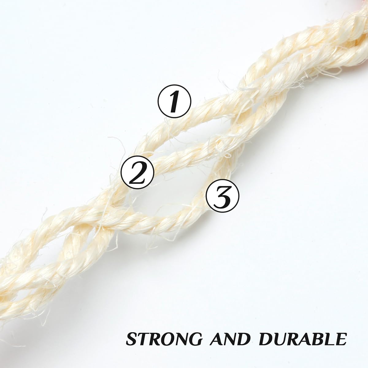 Green Sisal Rope 1/4 Inch By 65-Feet For Cat Scratching Post Tree Tower Replacement Repair And Replace, Diy Hemp Twine Rope For