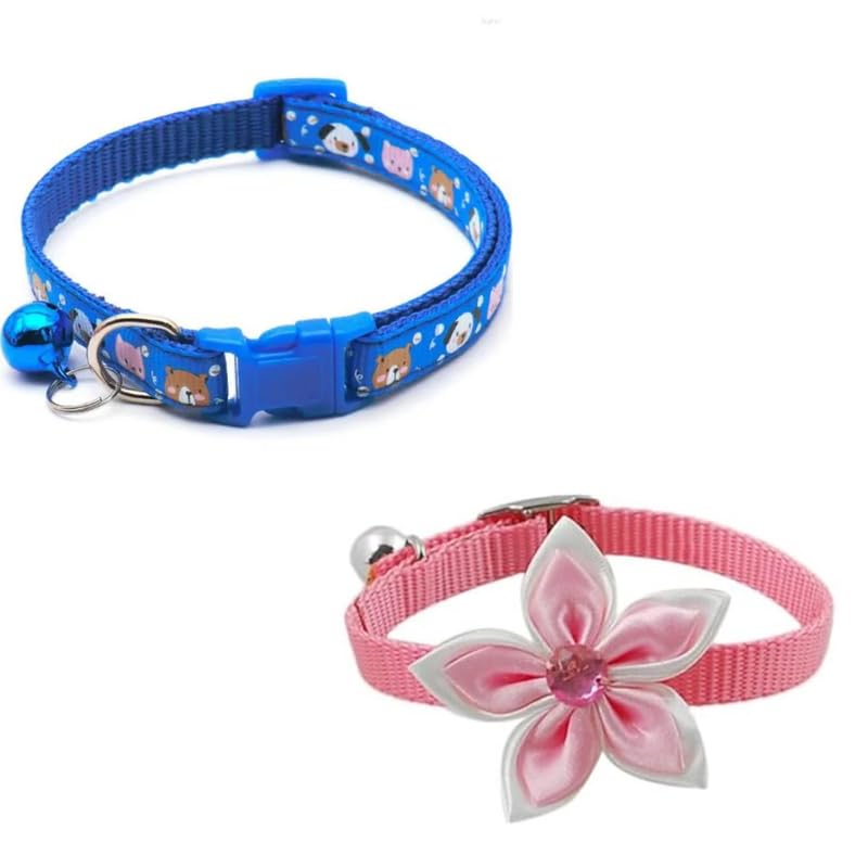 Dog Trust Pack Of 2 Pcs Collar 1 Is Flower Deisgn Reverisble Interactive Collaradn 1 Is Teddy Print For Your Kitten Pupies Dog S