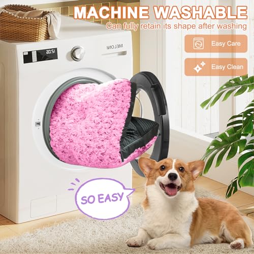 Pocblue Deluxe Washable Xxl Dog Bed Dog Crate Mat 48 Inch Comfy Fluffy Kennel Pad Anti-Slip For Dogs Up To 110 Lbs, 48' X 30', Pink