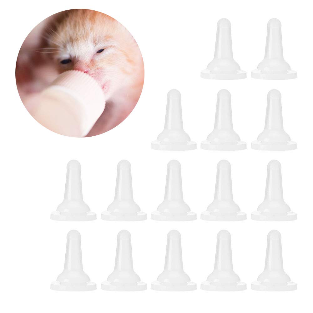 Pet Feeding Bottle Nipples, Pack of 15 Pet Cat Dog Silicone Safety Soft Nurse Feeding Bottle Feeder Nipple Accessory Replacement