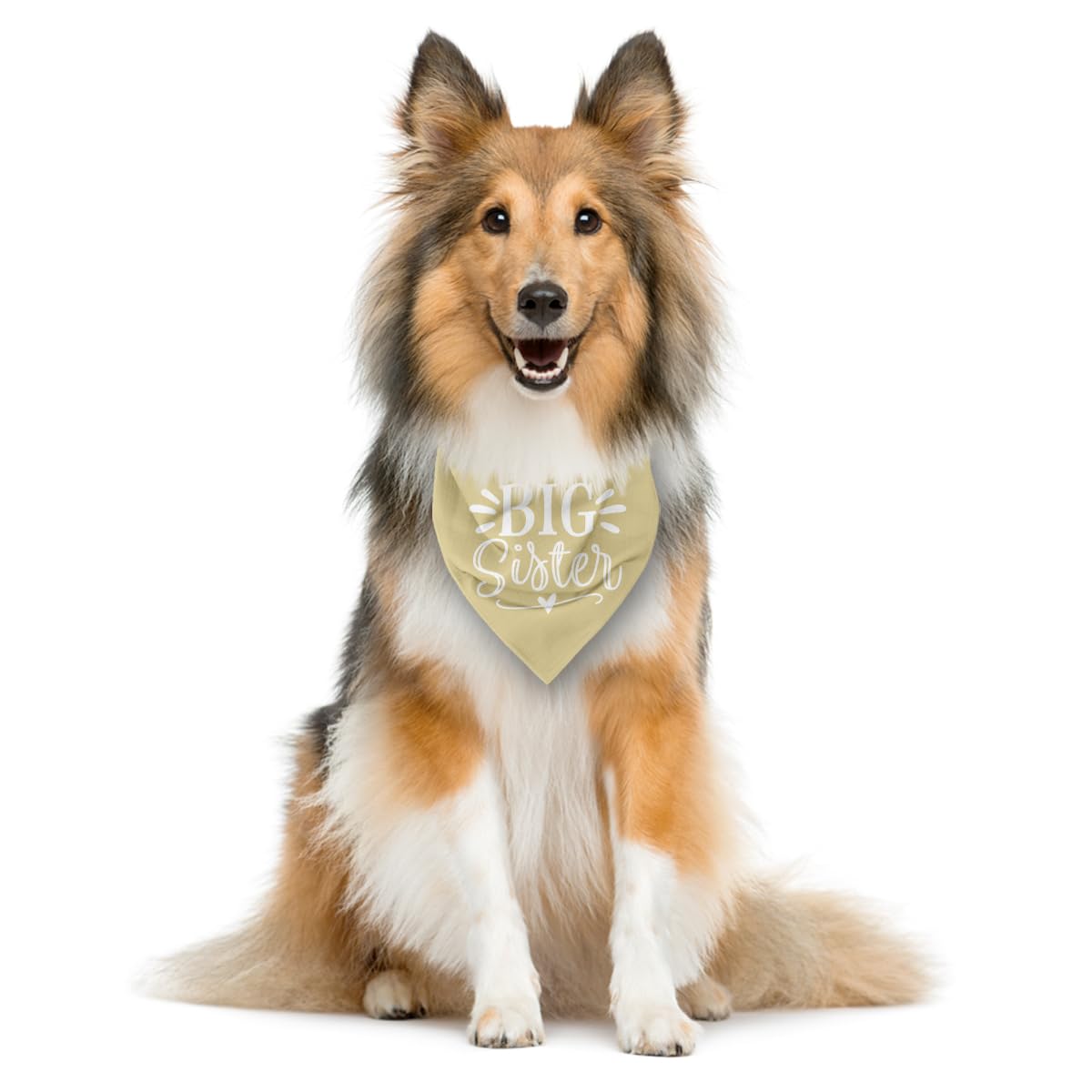 Big Sister Light Yellow Dog Triangle Bandana - Large Dog Scarf Accessory For Baby Announcement - Pet Scarf (L)