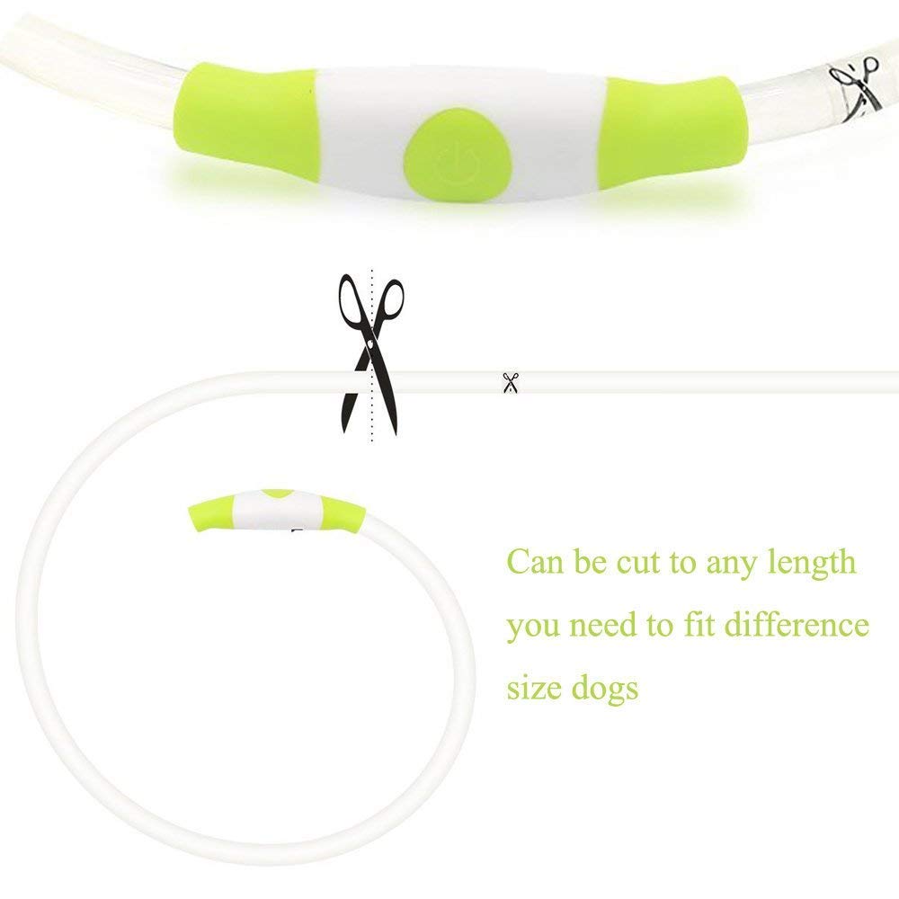 Illumifun LED Dog Collar, Rechargeable Light Up Dog Collars, Illuminated Lighted LED Necklace Glow in The Dark (Neon Green)