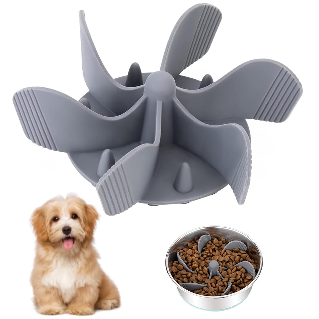 Qpets Cat And Dog Feeder, Slow Healthy Pet Bowl Silicone Spiral Feeding Bowl, Wet Dry Separation Aiding Digestion Dog Cat Feeder