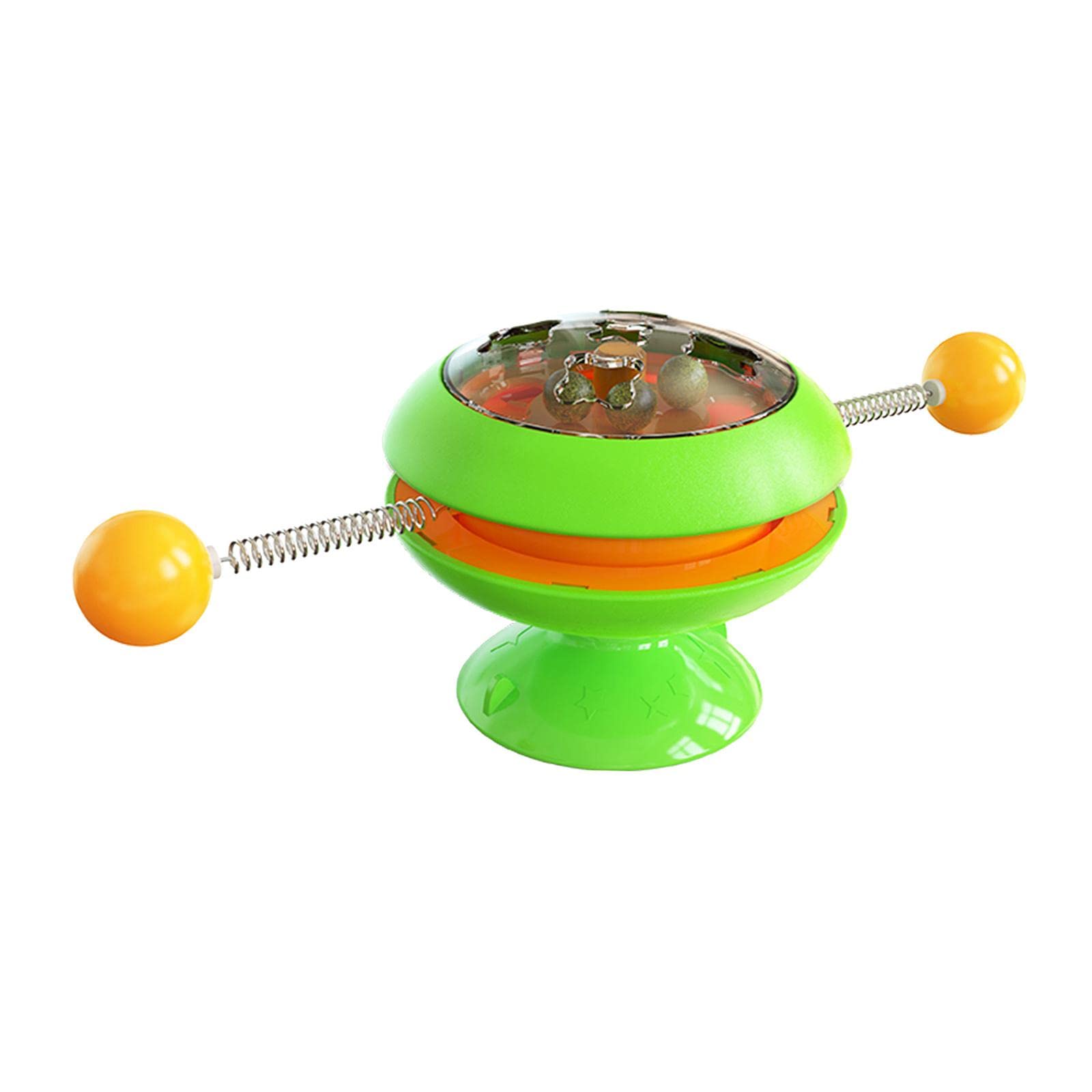 Ecomistiq Cat Turntable Ball Catnip Toys Pet Interactive Toy With Suction Cup Green| Toys| Supplies |Pet