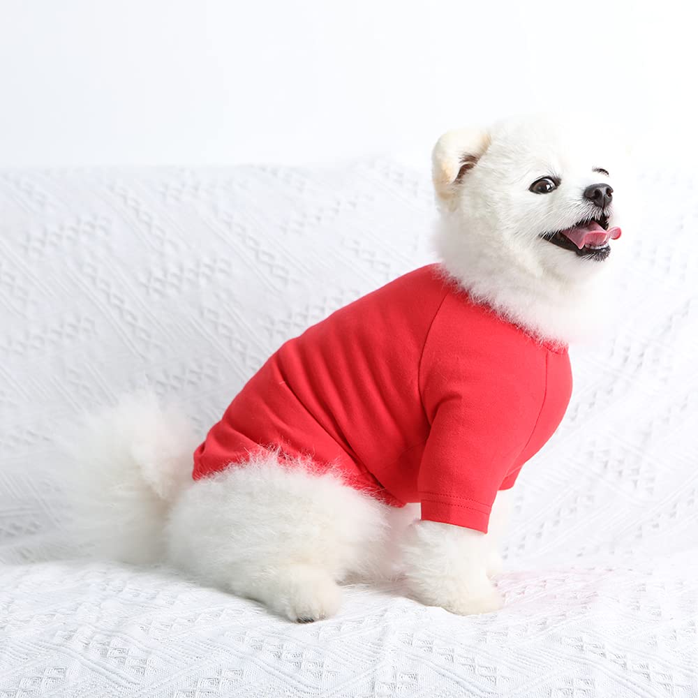 Lucky Petter Dog Shirt - Soft Breathable Cotton T-Shirt For Small Dogs (Medium, Red)