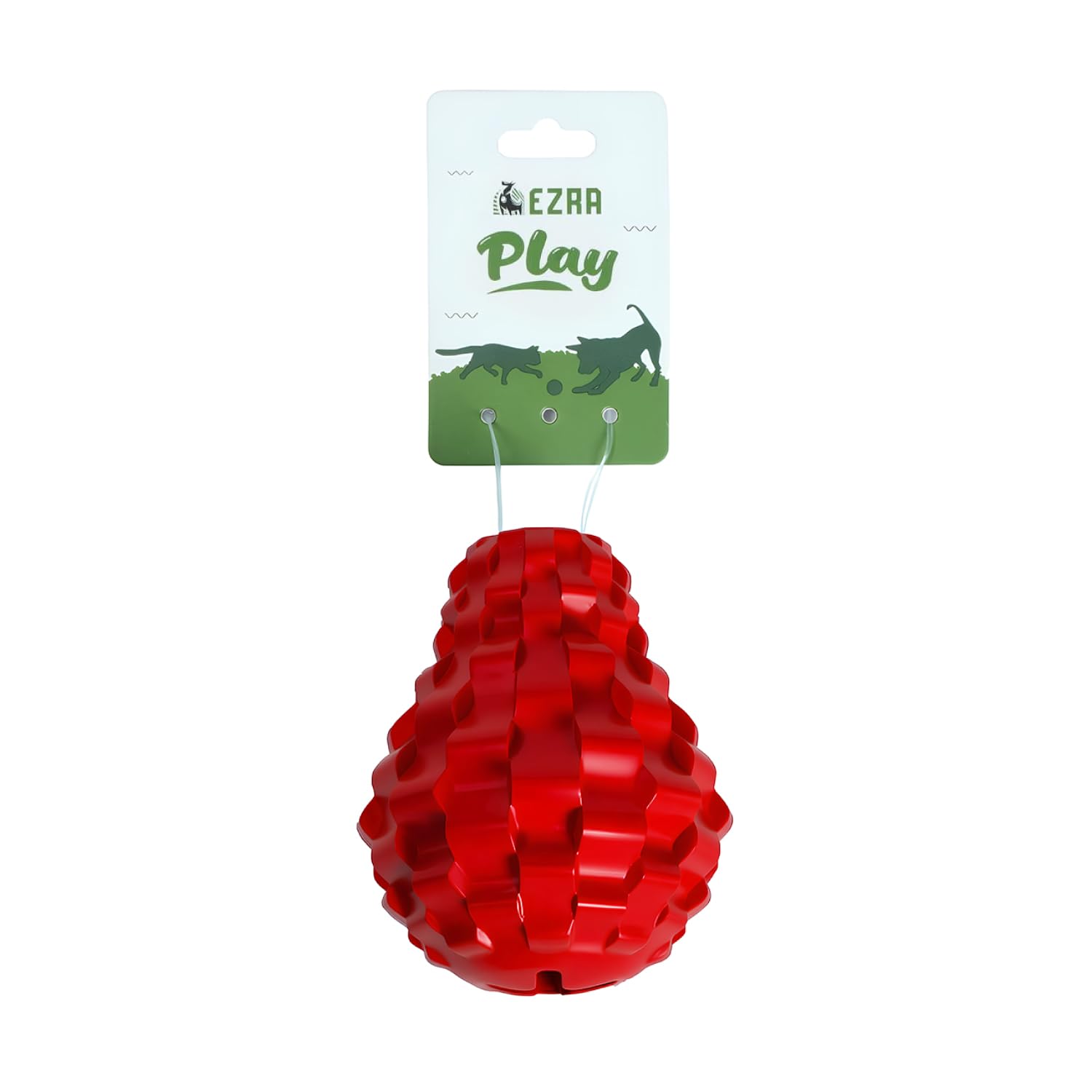Ezra Play Refillable Pear Dog Toy  Red, Durable NonToxic Rubber Chew Ball | Interactive Fetch, Bounce & Dental Health Toy For 