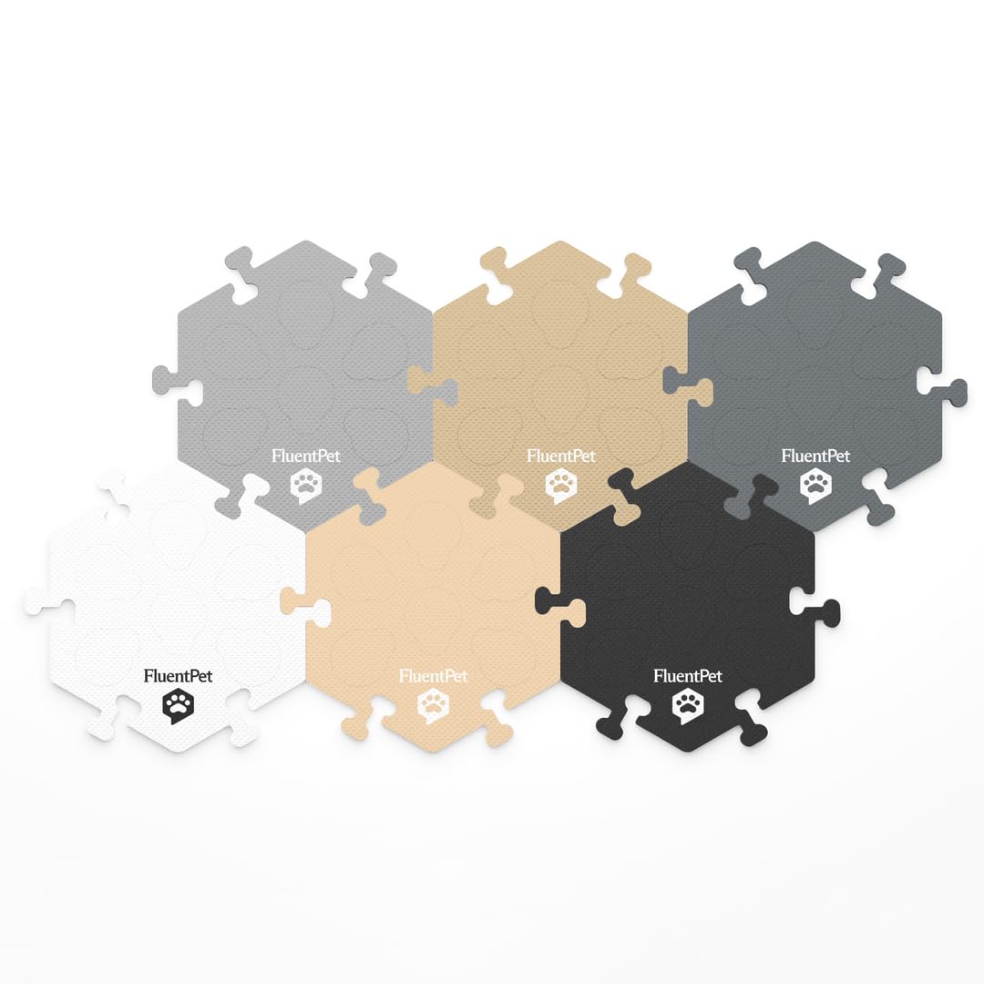 Fluentpet Hextiles - Beiges & Grays 6-Pack | Talking Dog And Cat Button Mat Set | Each Mat Holds Up To 6 Buttons | Soft, Durable