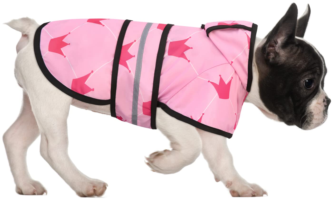 Hde Dog Raincoat Hooded Slicker Poncho For Small To X-Large Dogs And Puppies Princess - S