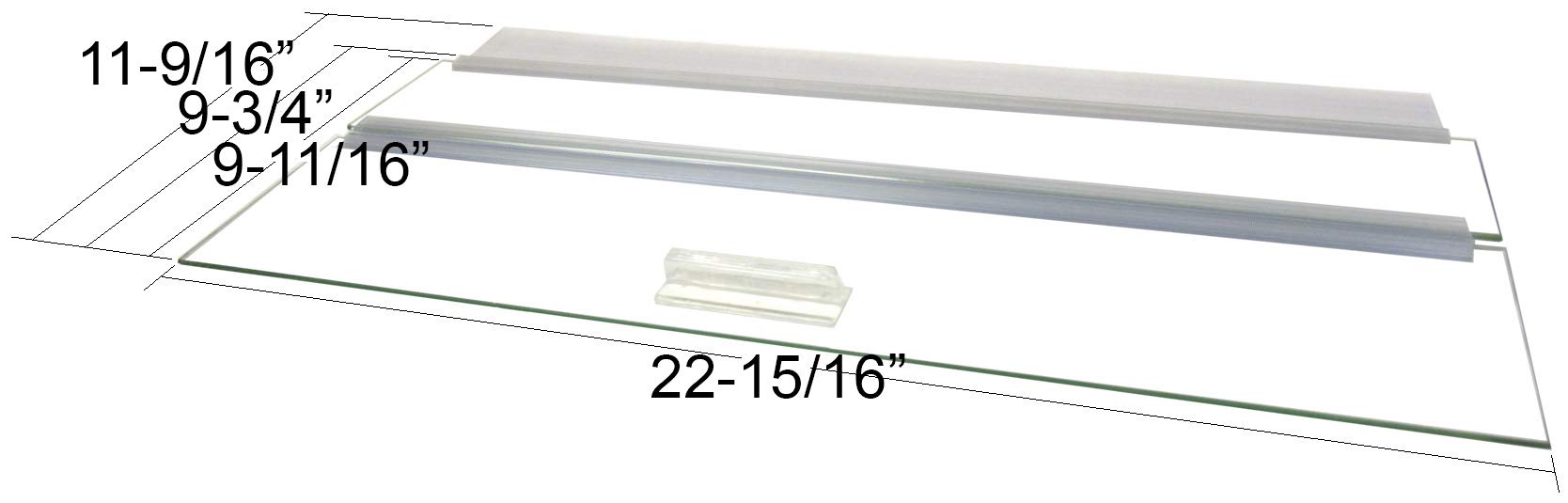 Glass Canopy For Aquariums With And Without Center Braces, 10 Gallon To 200 Gallon Aquariums (Tank Without Center Brace, 24'' L