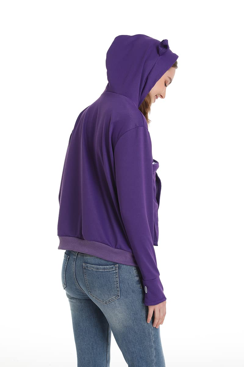 Linyuchen Cat Dog Pouch Hoodie Large Pet Pouch Sweatshirt Puppy Kitten Holder Carrier Pullover Shirt Unisex Hoodies Purple