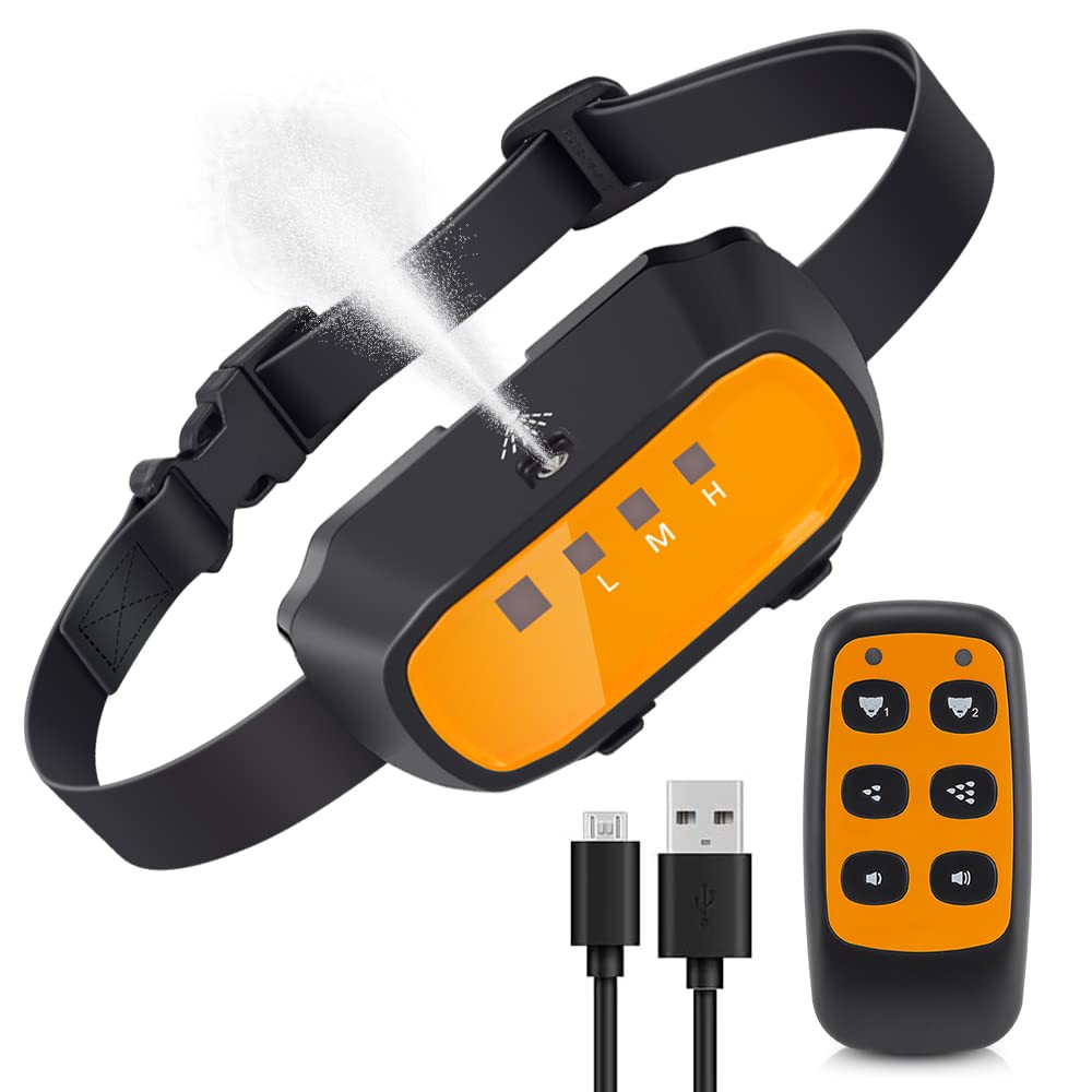 Citronella Dog Collar With Remote, Auto Citronella Bark Collar With Spray Beep Training Modes, Citronella Spray Collar With 3 Spray Levels Rechargeable Effective To Train 2 Dogs