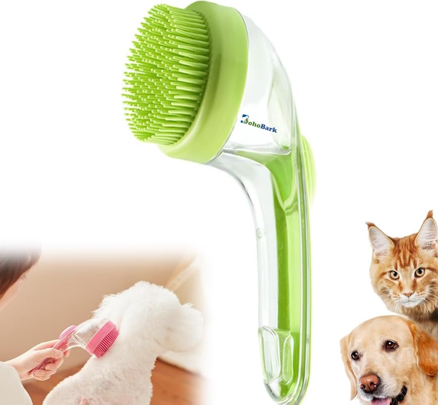 Bohobark Dog Bath Brush Silicone Dog Shampoo Brush, Pet Grooming Brush Shower Cleaning Brush For Short Long Haired Dogs Cats (Ra