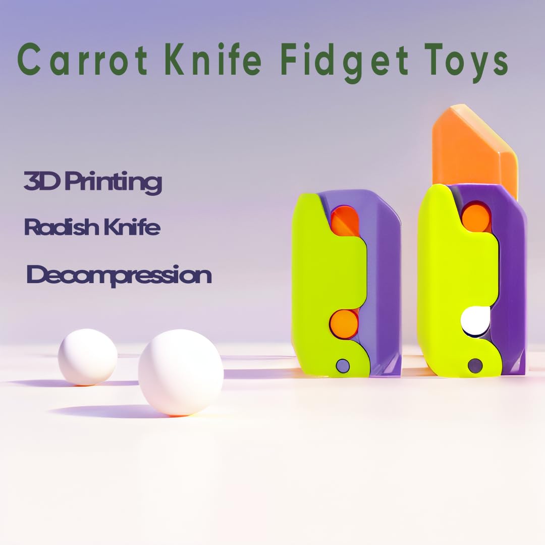 3D Printing Fidget Knife Toy For Adults - Funny Plastic Edc Carrot Knife Toy - Sensory Toys Anxiety Stress Relief Toy - Stocking