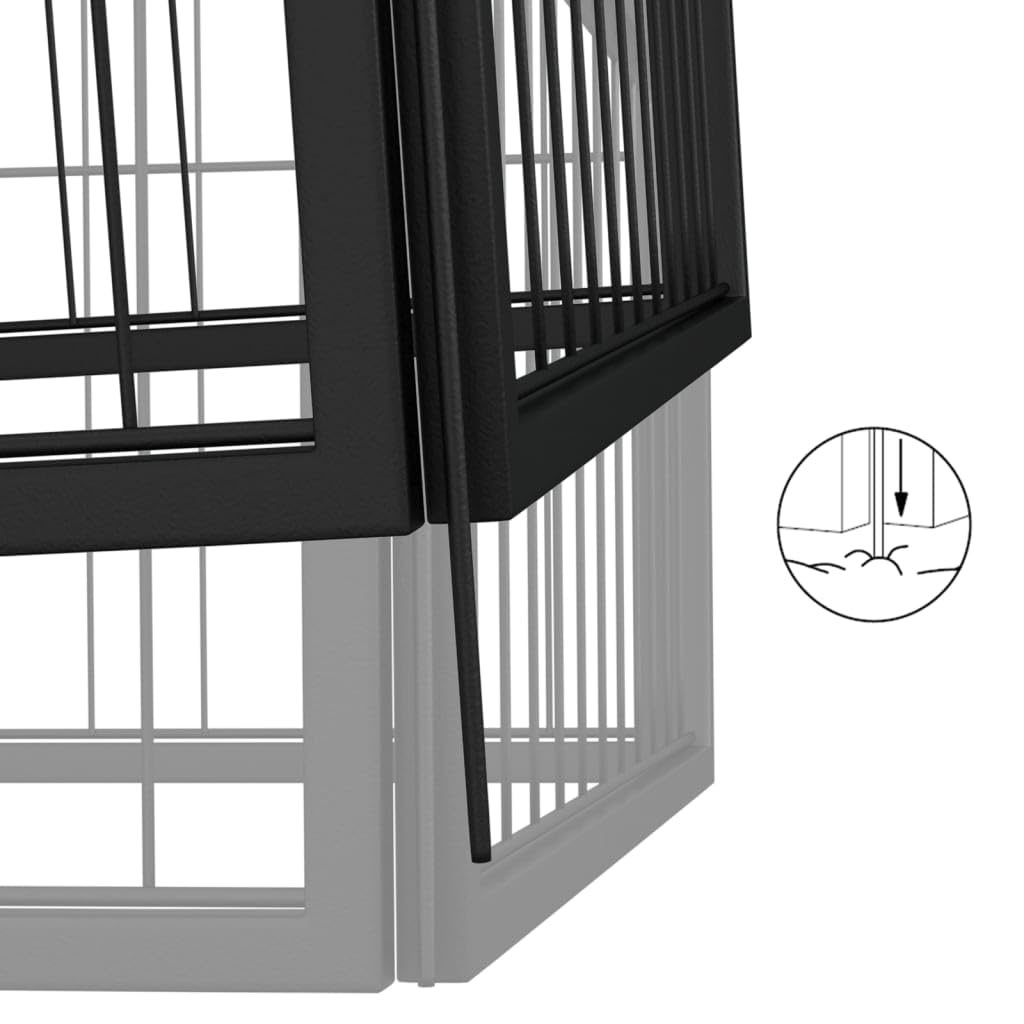 Vidaxl Dog Playpen – 6 Panels 19.7'X39.4' Powder-Coated Steel – Spacious, Robust And Portable Play Paradise – Ideal For Dog Trainers And Dog Lovers – Elegant Black
