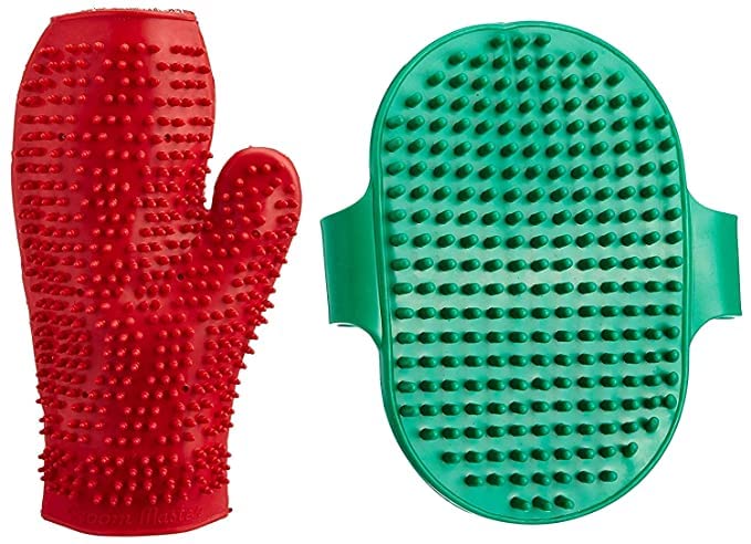 D&C Paws Durable Silicon Combo Of Grooming Hand Brush And Grooming Glove Shedding Small Medium Large Breeds, Pet Hair Remover Gl