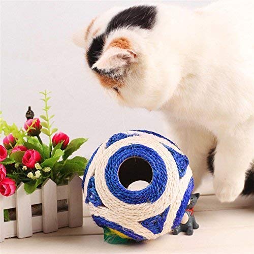 Psk Pet Mart Cat Scratching/Chewing Ball Toy With Tinkle Sound Bell Inside The Ball (Diameter5 Inches)  Color May Vary