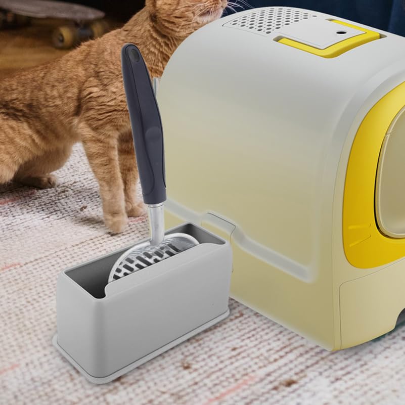 Housoutil Cat Litter Scoop Holder With Stand, Storage Box For Cat Litter Scooper, Plastic Cat Litter Shovel Container, Modern De