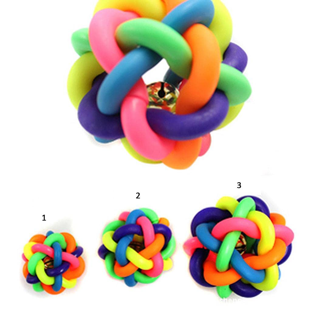 Myaddiction Pet Dog Cat Toy Rainbow Rubber Round Ball With Bell Puppy Pet Toy 5.5Cm
