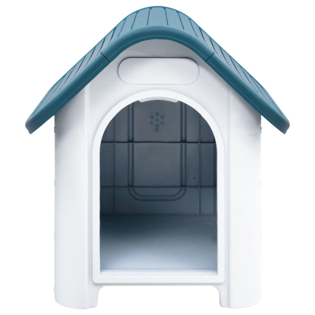 vidaXL Dog House - Blue, Polypropylene Dog Kennel with Raised Floor and Ventilated Design, Outdoor Use, Dimensions 23.2x29.5x26