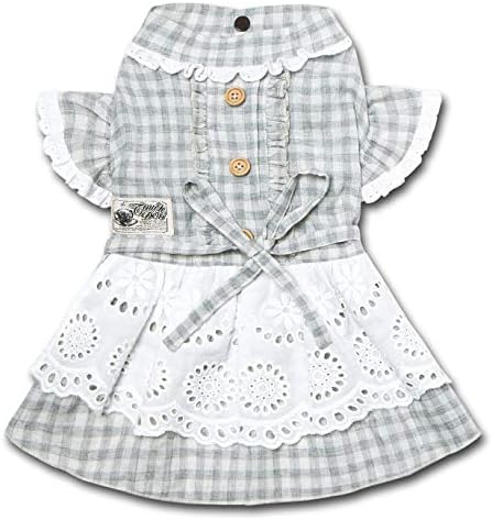 Touchdog I Love Poochi Classical Fashion Plaid Dog Dress Medium/Grey