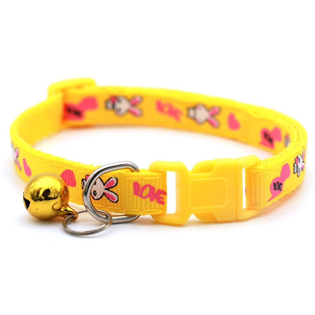 Bell For Dog Collar, Soft Cute Nylon Identification Girl Puppy Bells Yellow Cat Collar With Bells Adjustable Buckle For Xxs Xs T