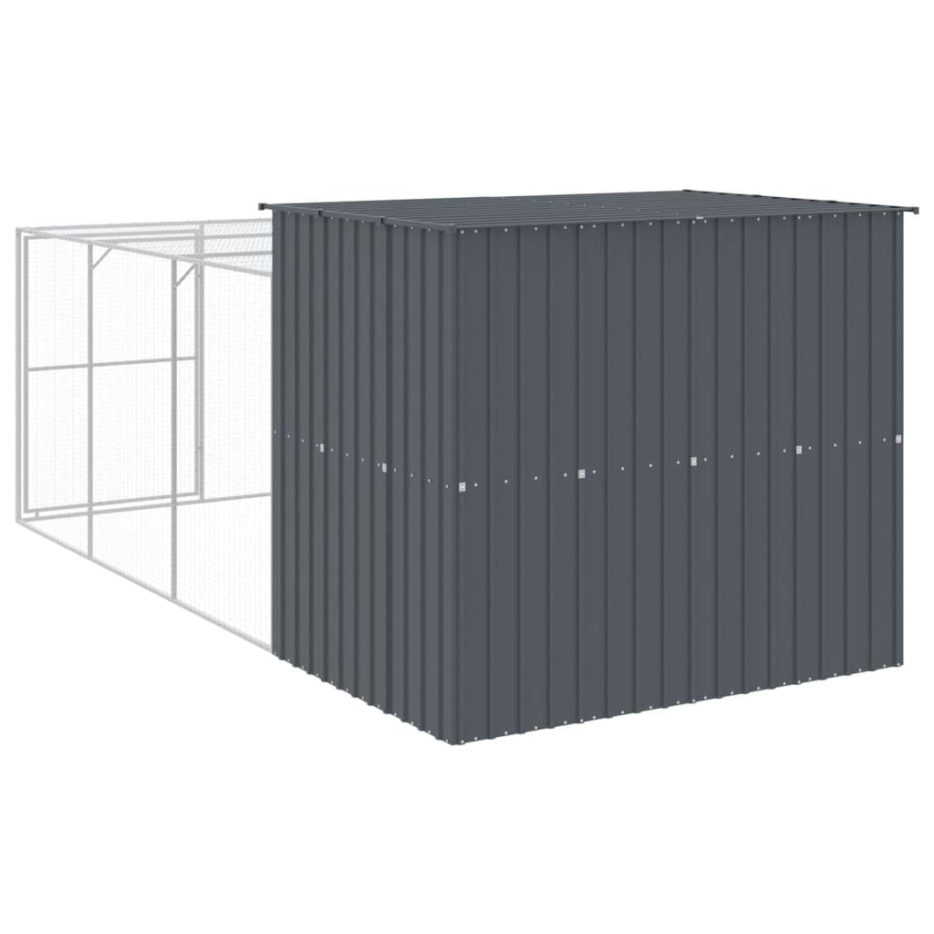 vidaXL Dog House with Run Anthracite 84.3x179.9x71.3 Galvanized Steel