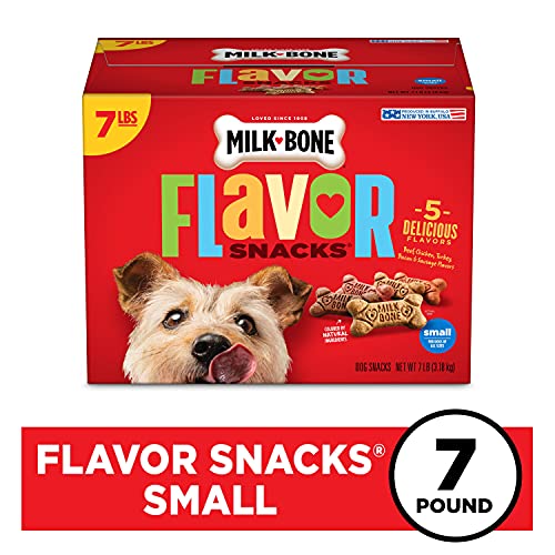 Milk-Bone Flavor Snacks Dog Treats, Small Biscuits, 7 Pound Crunchy Texture Helps Reduce Tartar