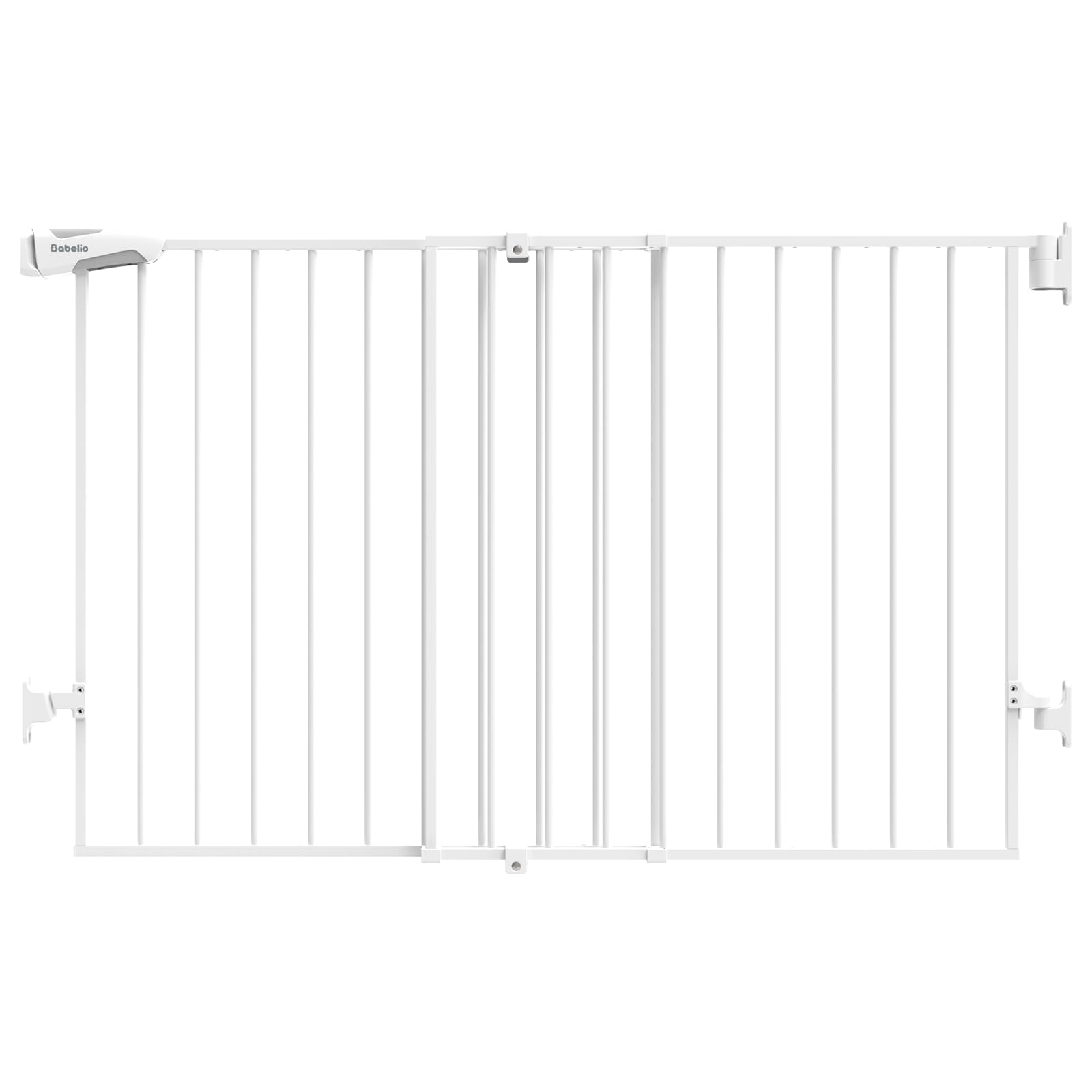 Babelio 31.5-55' No Bottom Bar Baby Gate Extra Wide, 2-In-1 Auto Close Dog Gate For The House, Stairs And Doorways, With Large Walk Thru Door, White