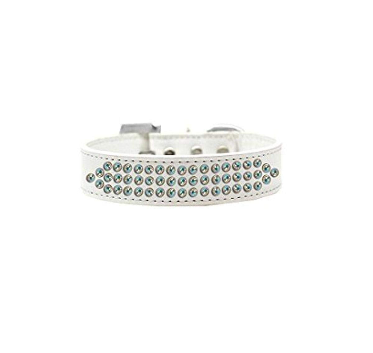 Mirage Pet Products Three Row AB Crystal Dog Collar, Size 14, White