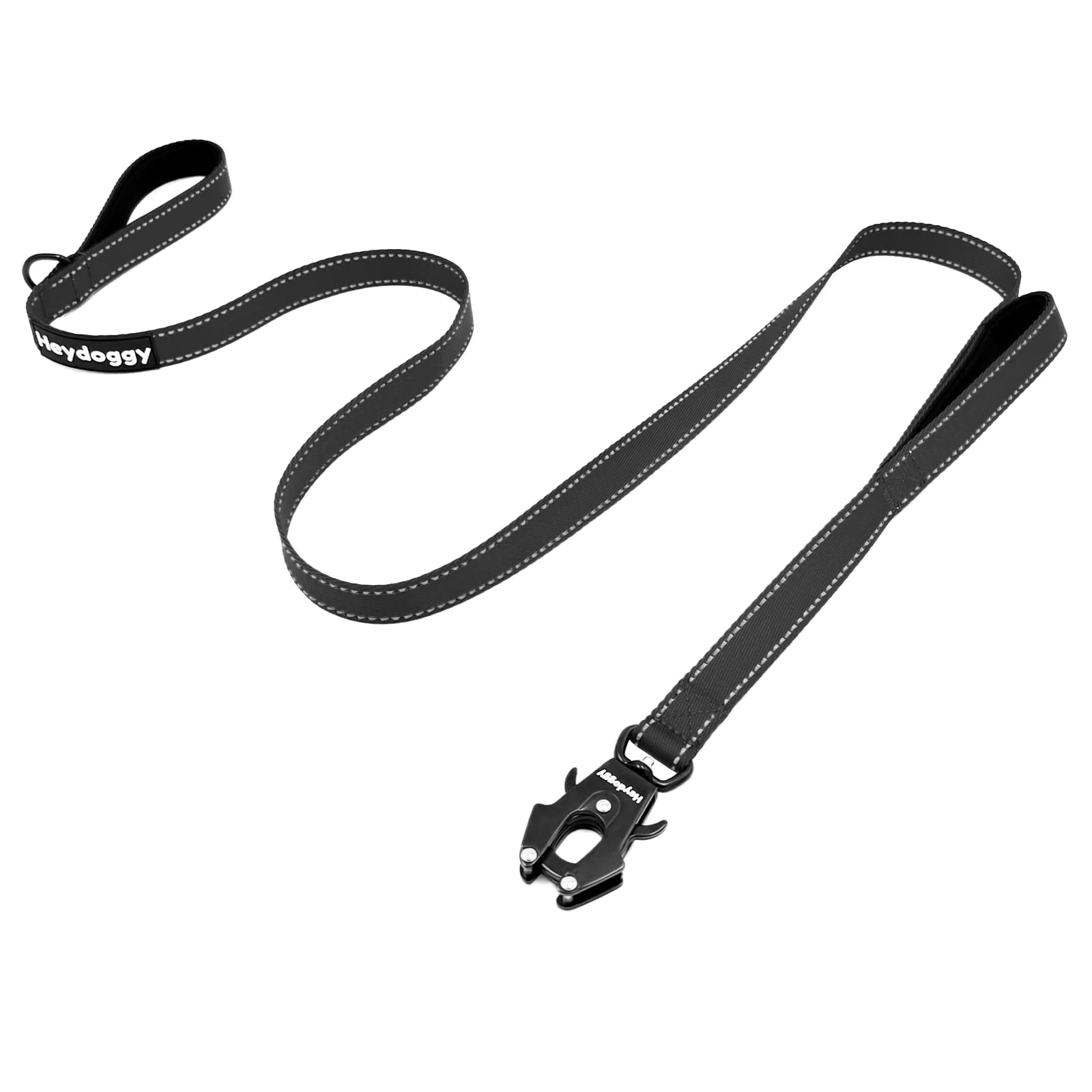 Strong Heavy Duty Dog Leash - 6Ft Reflective Nylon Training Leash With Soft Padded Double Handle & Auto Lock Frog Clip - Safety Traffic Control For Large Medium Small Dogs No Pull Walk Black Black,6Ft