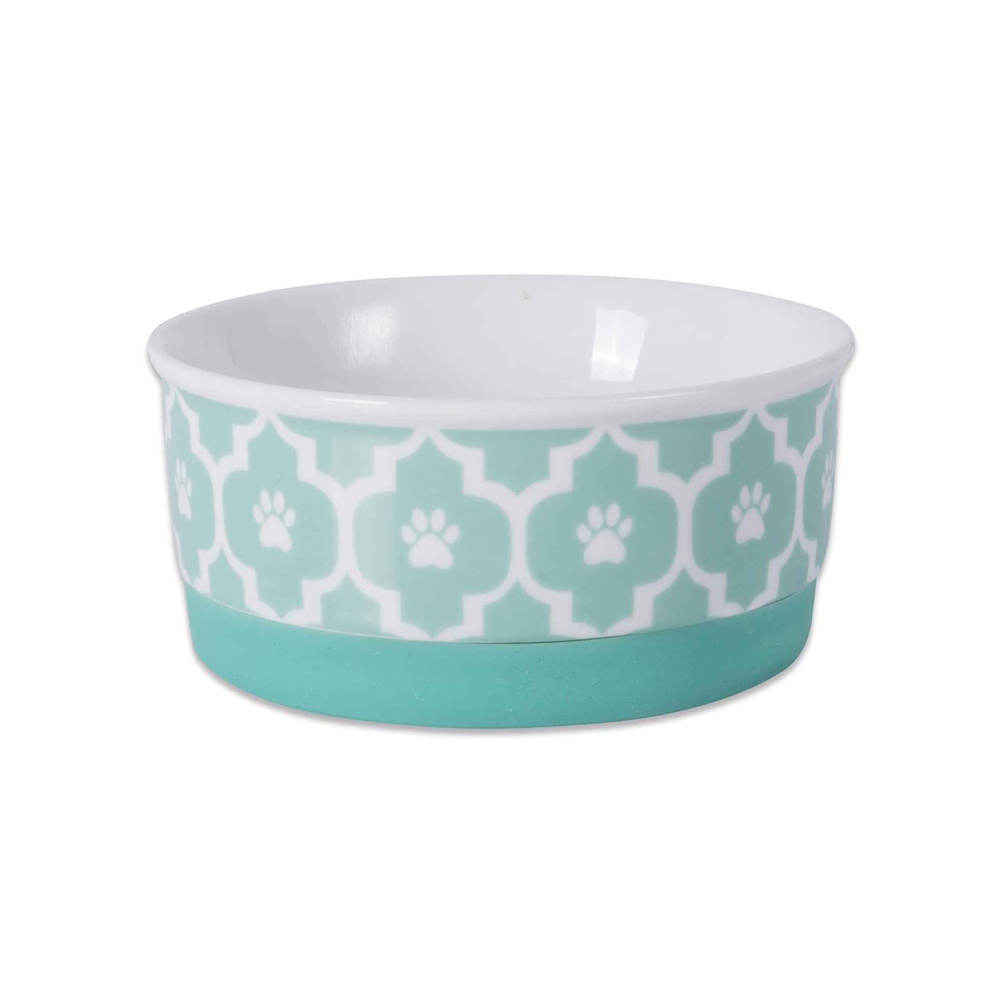 Bone Dry Lattice Collection Pet Bowl & Canister, Single Dish, Small 4.25x2, Aqua