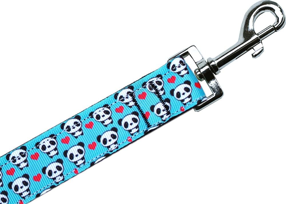 Pet Dog & Cat Nylon Collar or Leash, "Panda Love" 1" w x 4 ft. leash
