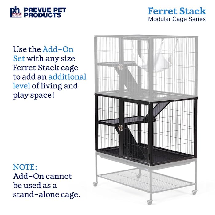 Prevue Ferret Stacking Cage Add-On Unit, Single Story, Black, Model 58500