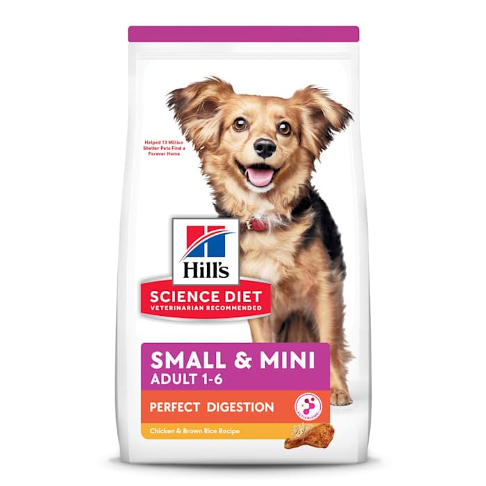 Hills Science Diet Perfect Digestion, Adult 1-6, Small & Mini Breeds Digestive Support, Dry Dog Food, Chicken & Brown Rice, 3.5