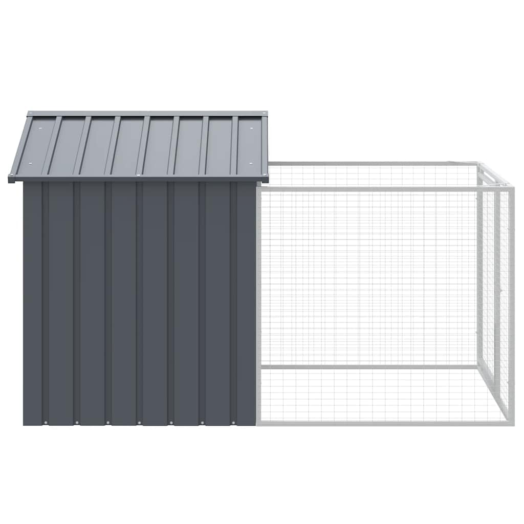 vidaXL Dog House with Run Anthracite 46.1x79.1x48.4 Galvanized Steel