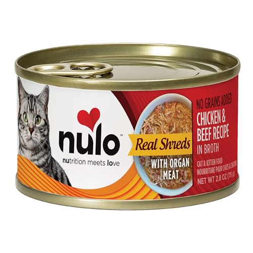 Nulo Real Shreds with Organ Meat Wet Canned Cat Food, Chicken & Beef, 2.8 Ounce, 12 Cans
