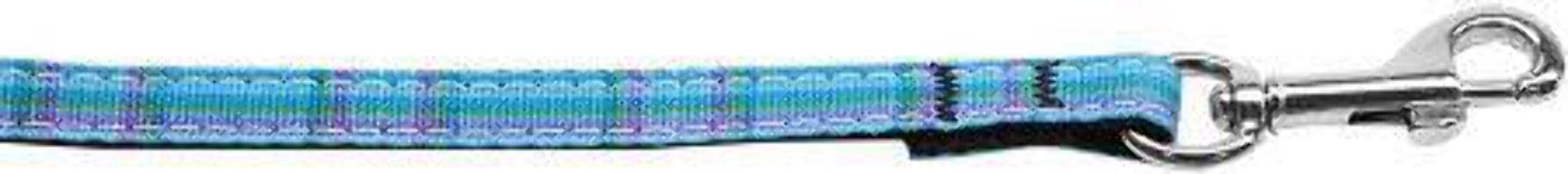 Pet Dog & Cat Nylon Collar or Leash, "Plaids" Blue Plaid 3/8" w x 4 ft. leash