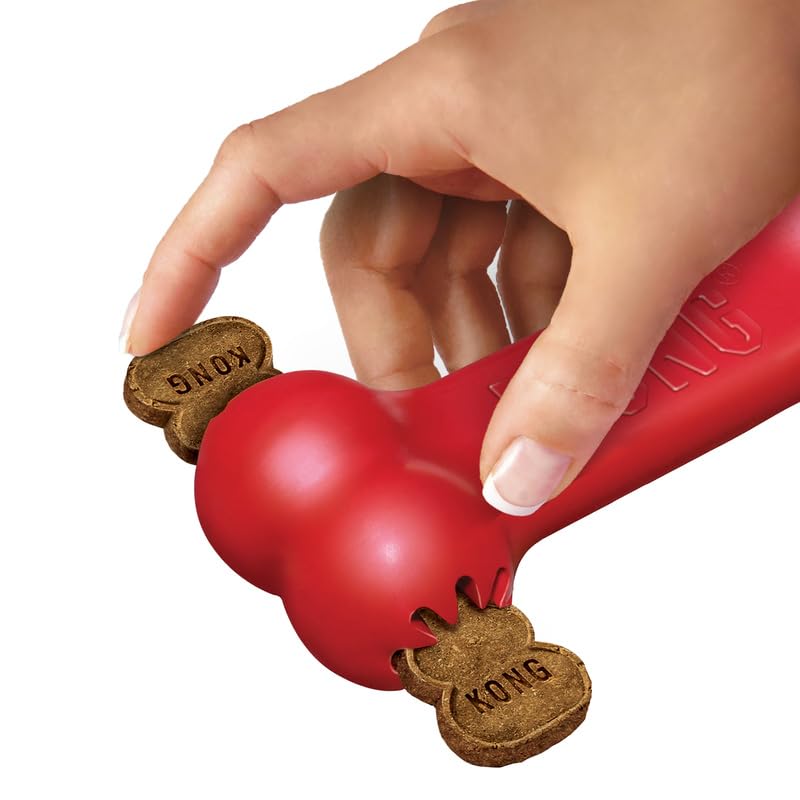 KONG Goodie Bone Small 2 Pack - Classic Durable Natural Rubber Dog Bone- Treat Dispensing - Red - for Small Dogs (2 Pack)