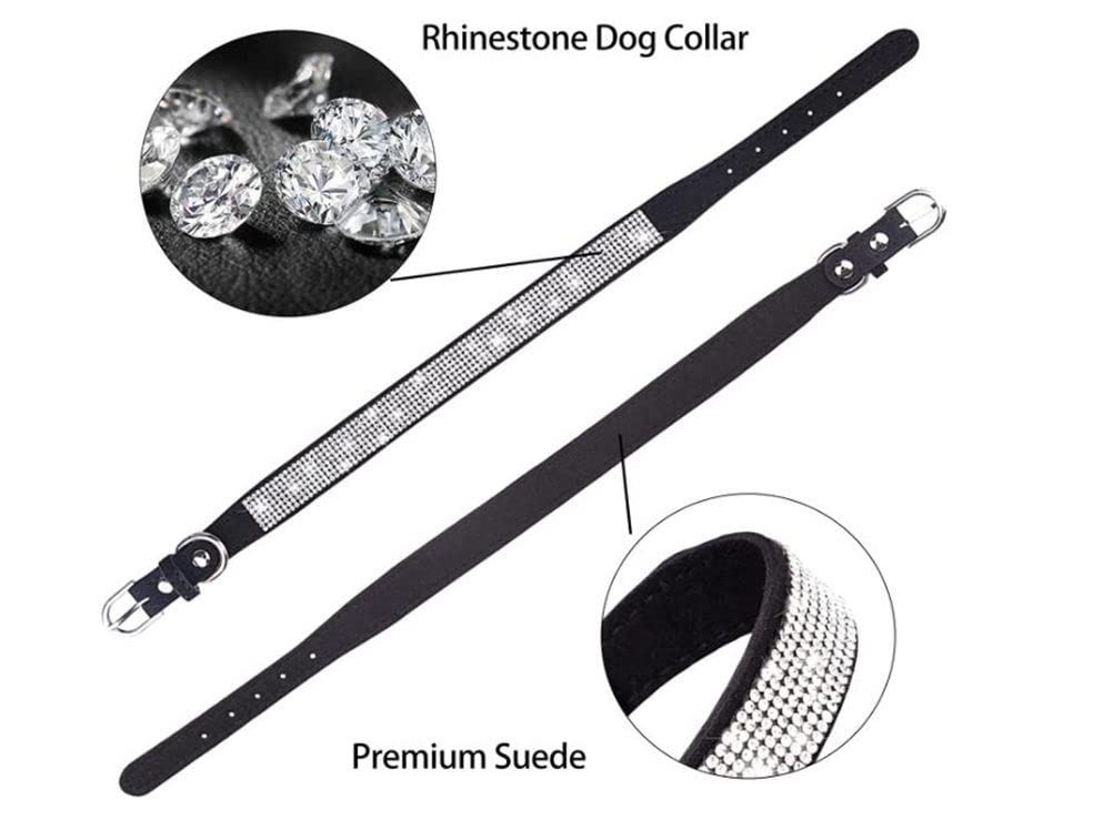 Small Dog Collar With Rhinestone Crystal Diamond Colorful Bling Girl Cat Collars Black M