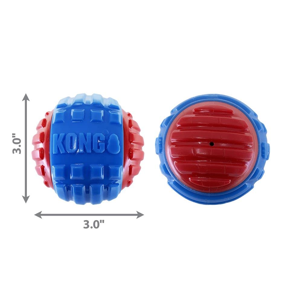 KONG CoreStrength Rattlez Ball Dog Toy - Durable Textured Material, Large, Blue/Red