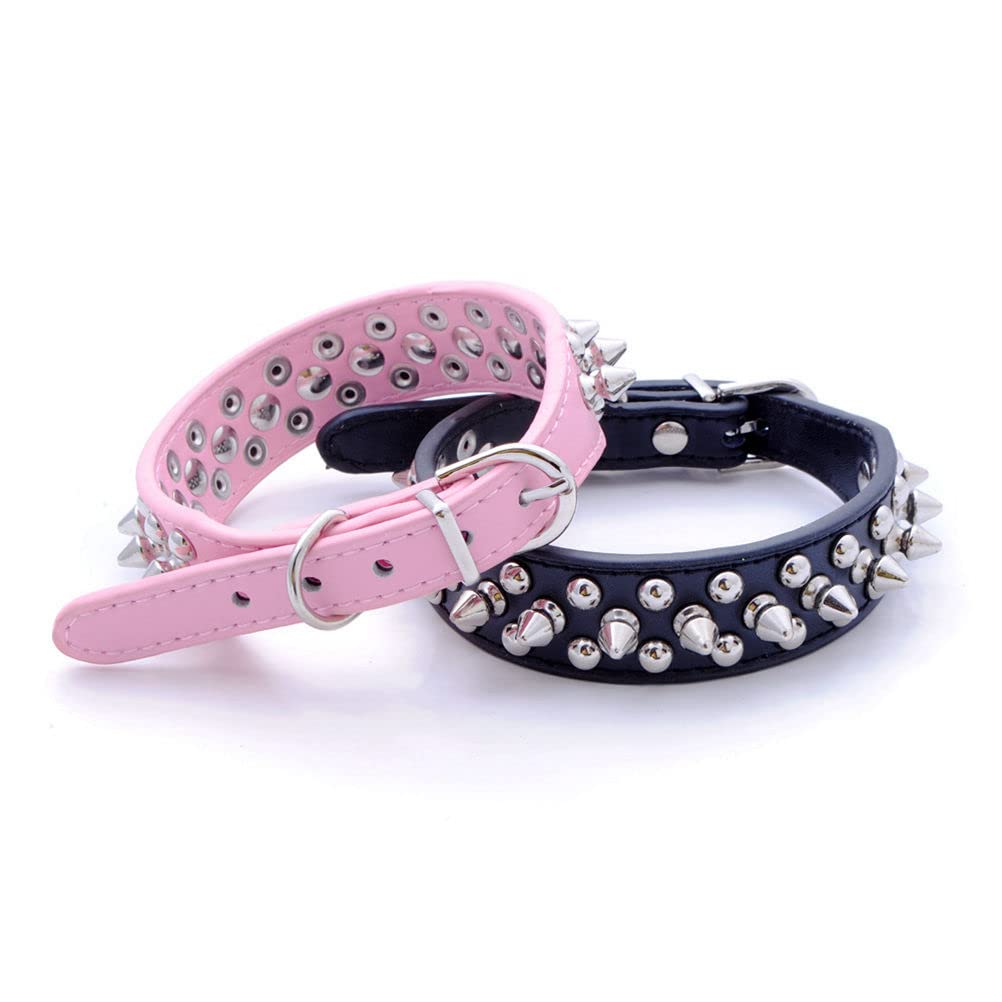 Spiked Dog Collars For Medium Dogs, Mushrooms Rivet Studded Anti-Bite Protective Pet Neck Pu Leather Spike Puppy Collars For Xxs