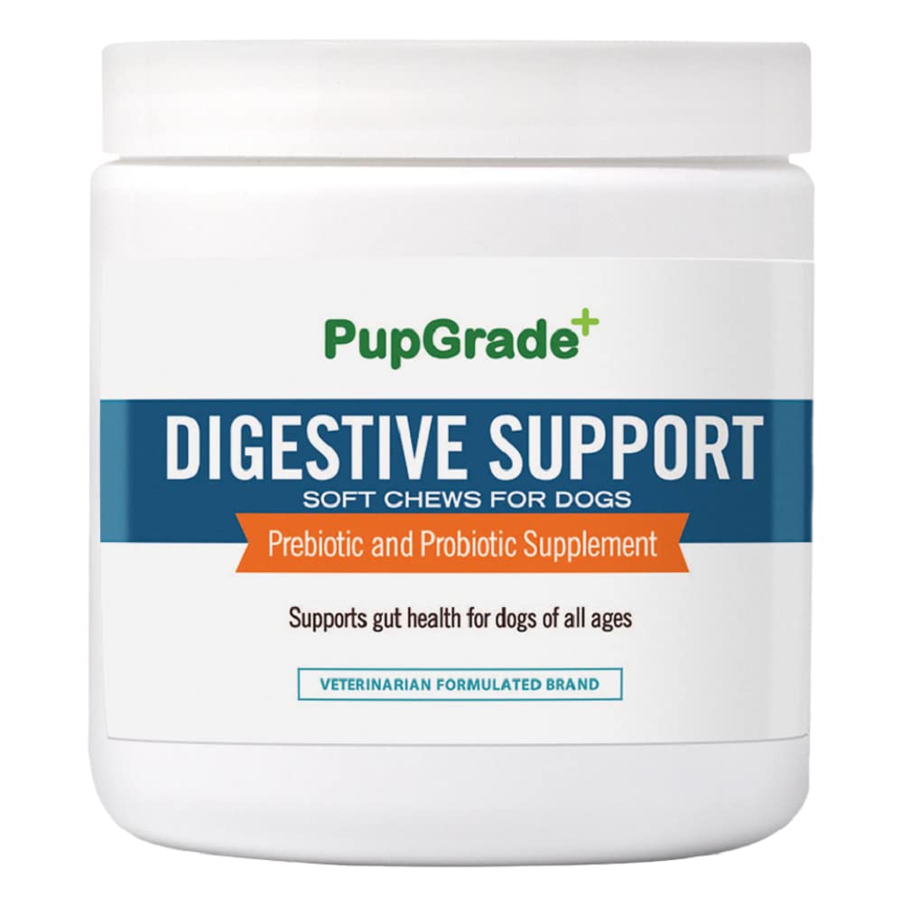 PupGrade Digestive Support Chews for Dogs - Upset Stomach, Diarrhea, Bowel, & Immune Support - Supplement with Probiotics, Prebi